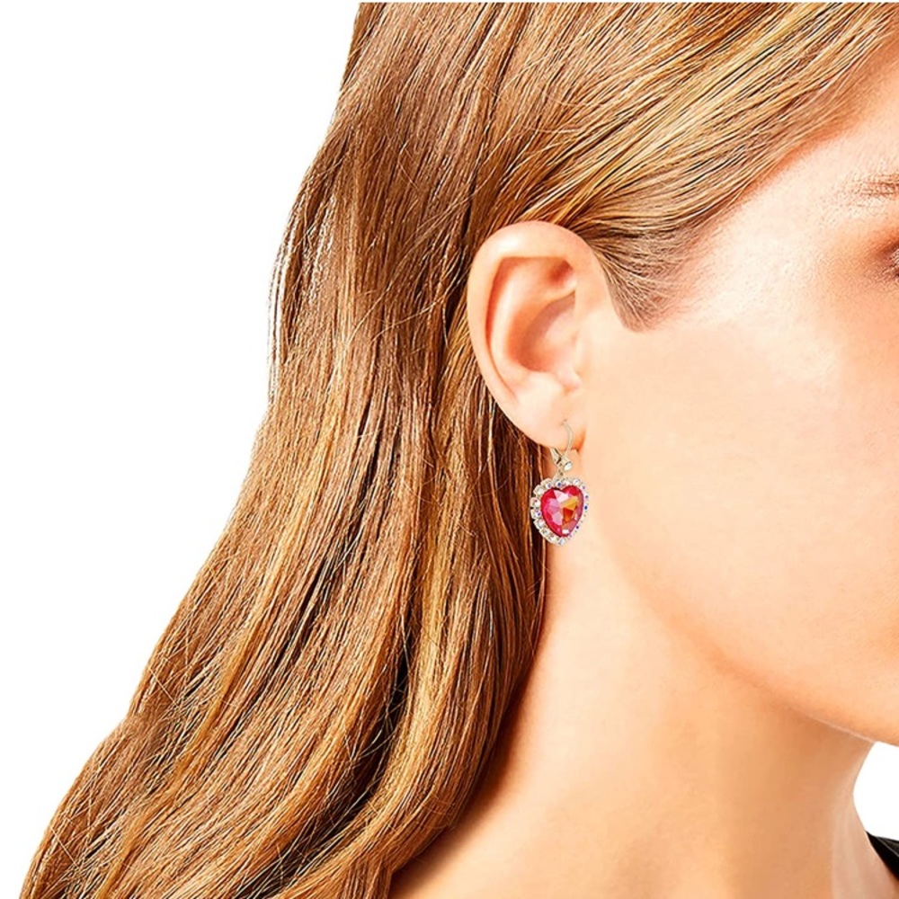 BETSEY JOHNSON Pink Heart Drop Earrings - Picture 2 of 2